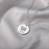 Personalized Pet Photo Name Necklace Engraved Disc Pendant