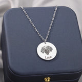 Personalized Pet Photo Name Necklace Engraved Disc Pendant