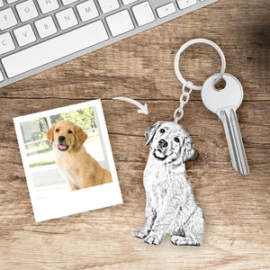 Custom Pet Photo Necklace Engraved Pets Pendant Keychain Memory Jewelry