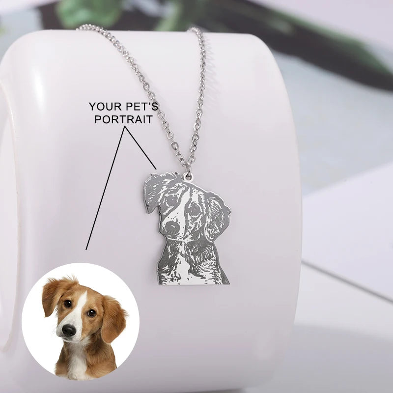Pet Photo Necklace Cat Dog Pendant 316L Stainless Steel Jewelry