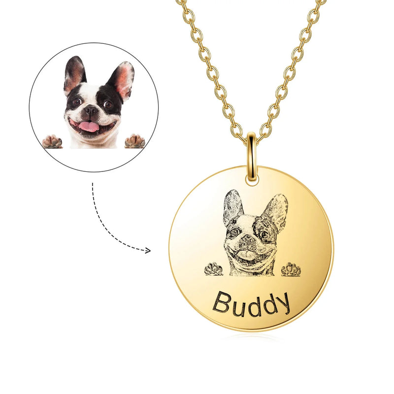 Personalized Pet Photo Portrait Engraved Necklace