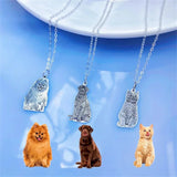 Custom Pet Photo Necklace Engraved Pet Name Pendant Memorial Gift