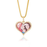 Pet Picture Engrave Zircon Round Necklace Cat Dog Jewelry Photo Name Pendant