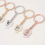 Custom Pet Portrait Keychain Engrave Stainless Steel Cat Dog Name Gift