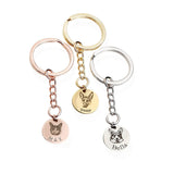Custom Pet Portrait Keychain Engrave Stainless Steel Cat Dog Name Gift
