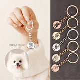 Custom Pet Portrait Keychain Engrave Stainless Steel Cat Dog Name Gift