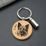 Personalized Pet Portrait Keychain Name Cremation Urn Keyring