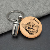 Personalized Pet Portrait Keychain Name Cremation Urn Keyring