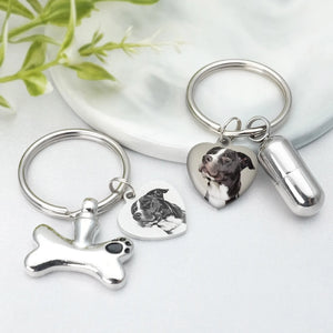 Personalized Pet Urn Keychain Dog Cat Cylinder Cremation Urn Keyring