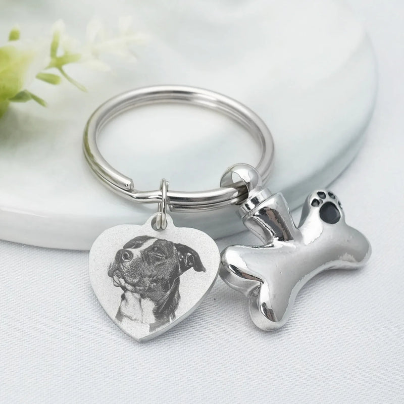 Personalized Pet Urn Keychain Dog Cat Cylinder Cremation Urn Keyring