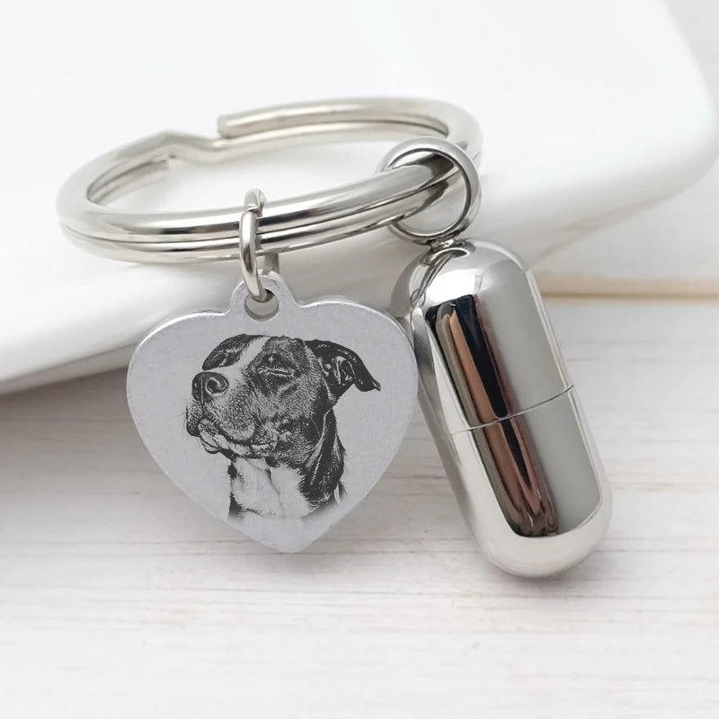 Personalized Pet Urn Keychain Dog Cremation Ashes Jewelry Cat Memorial
