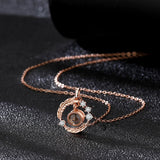 Personalized 925 Silver Feather Projection Necklace
