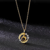 Personalized 925 Silver Feather Projection Necklace