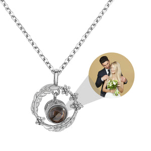 Personalized 925 Silver Feather Projection Necklace