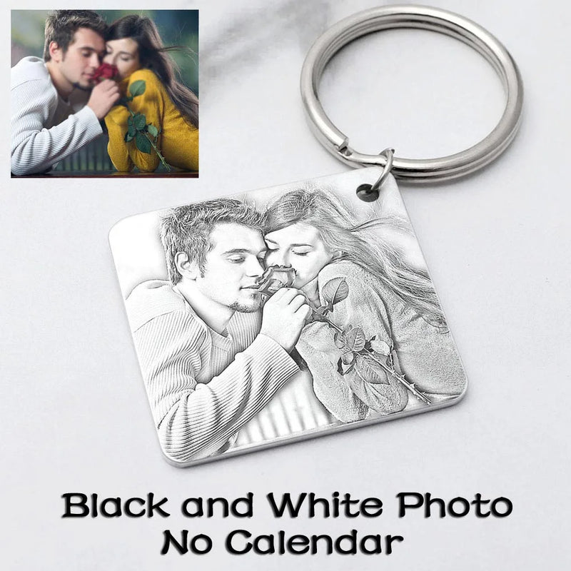 Personalized Photo Calendar Keychain, Picture Key Chains, Photo Key Ring