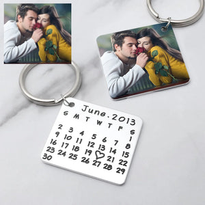 Personalized Photo Calendar Keychain, Picture Key Chains, Photo Key Ring