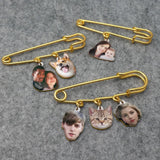 Custom Photo Charm Brooch Tie Tack Funny Portrait Bouquet Pin