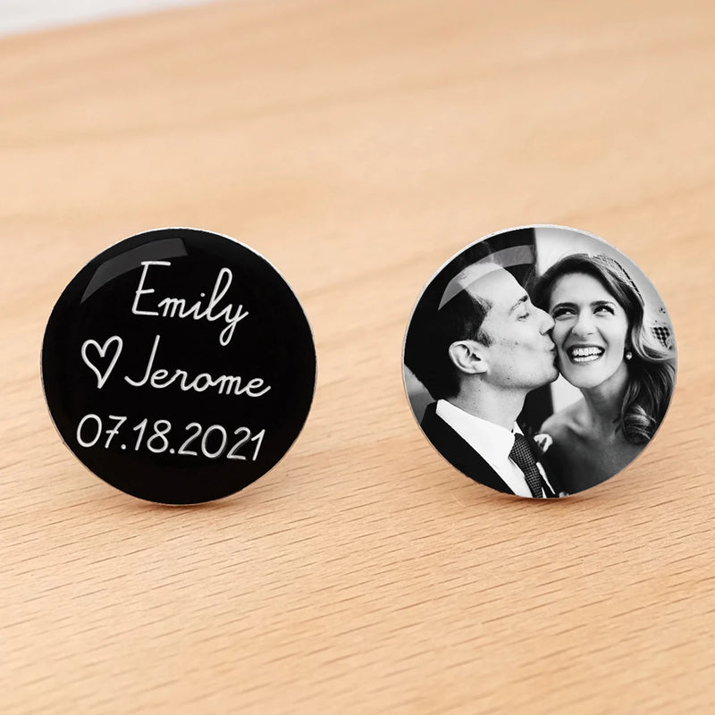 Personalized Photo Cufflinks Wedding Favors for Men
