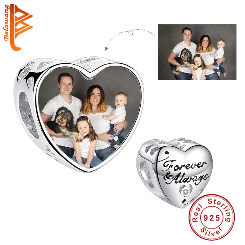 925 Silver Heart Charm Forever Bead for Bracelet DIY Jewelry