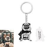 Personalized Pet Photo Keychain Stainless Steel Keyring