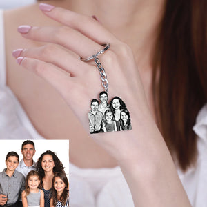 Custom Photo Keychain Family Pet Stainless Steel Keyring DIY Picture Keychain