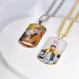 Personalized Photo Dog Tag Necklace Stainless Steel Engrave Family Name Plate