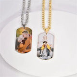 Personalized Photo Dog Tag Necklace Stainless Steel Engrave Family Name Plate
