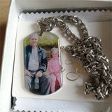 Personalized Photo Dog Tag Necklace Stainless Steel Engrave Family Name Plate