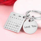 Calendar Date Key Chain Engraved Stainless Steel Keyring