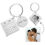 Calendar Date Key Chain Engraved Stainless Steel Keyring
