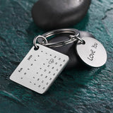Calendar Date Key Chain Engraved Stainless Steel Keyring