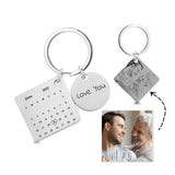Calendar Date Key Chain Engraved Stainless Steel Keyring