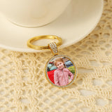 Personalized Photo Heart Keychain with Diamonds for Mother's Gift