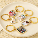 Personalized Photo Heart Keychain with Diamonds for Mother's Gift