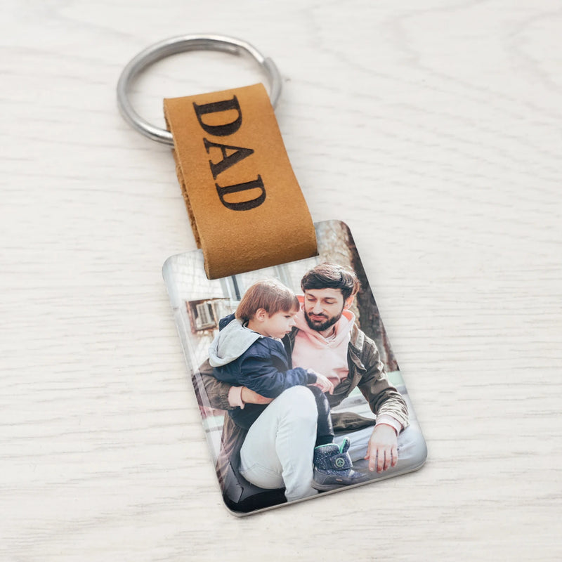 Custom Dad Key Chain Engraved Photo Keychain Gift for Mom