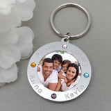 Personalized Photo Keychain with Names & Birthstone