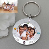 Personalized Photo Keychain with Names & Birthstone