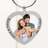 Personalized Photo Keychain, Couples Keyring, Anniversary Gift