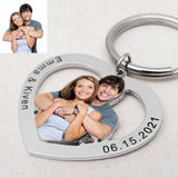 Personalized Photo Keychain, Couples Keyring, Anniversary Gift