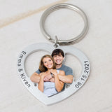Personalized Photo Keychain, Couples Keyring, Anniversary Gift