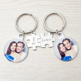 Custom Photo Keychain Puzzle Engraved Couple Key Chain Picture Keyrings