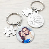 Custom Photo Keychain Puzzle Engraved Couple Key Chain Picture Keyrings