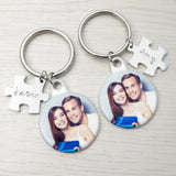 Custom Photo Keychain Puzzle Engraved Couple Key Chain Picture Keyrings