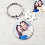 Custom Photo Keychain Puzzle Engraved Couple Key Chain Picture Keyrings