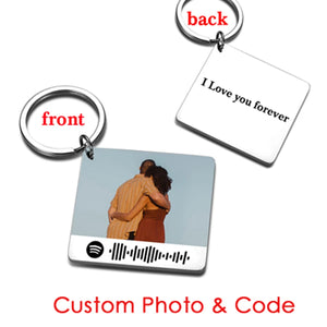 Custom Song Code Photo Keychain for Music Lovers - Personalized Keepsake