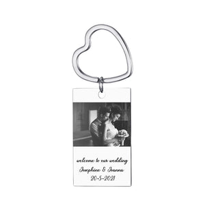 Personalized Geometric Couple Keychain Gift Car Keyring