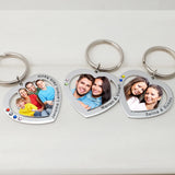 Personalized Heart Keychain Couples Picture Keyring Mom Dad Gift