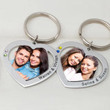 Personalized Heart Keychain Couples Picture Keyring Mom Dad Gift