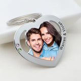 Personalized Heart Keychain Couples Picture Keyring Mom Dad Gift