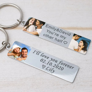 Personalized Photo Keychains Keychain with Picture Anniversary Keyring Gift